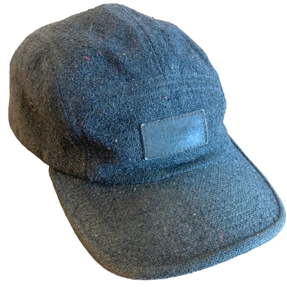 Obey Propaganda Tweed 5 Panel Cap with Leather Logo